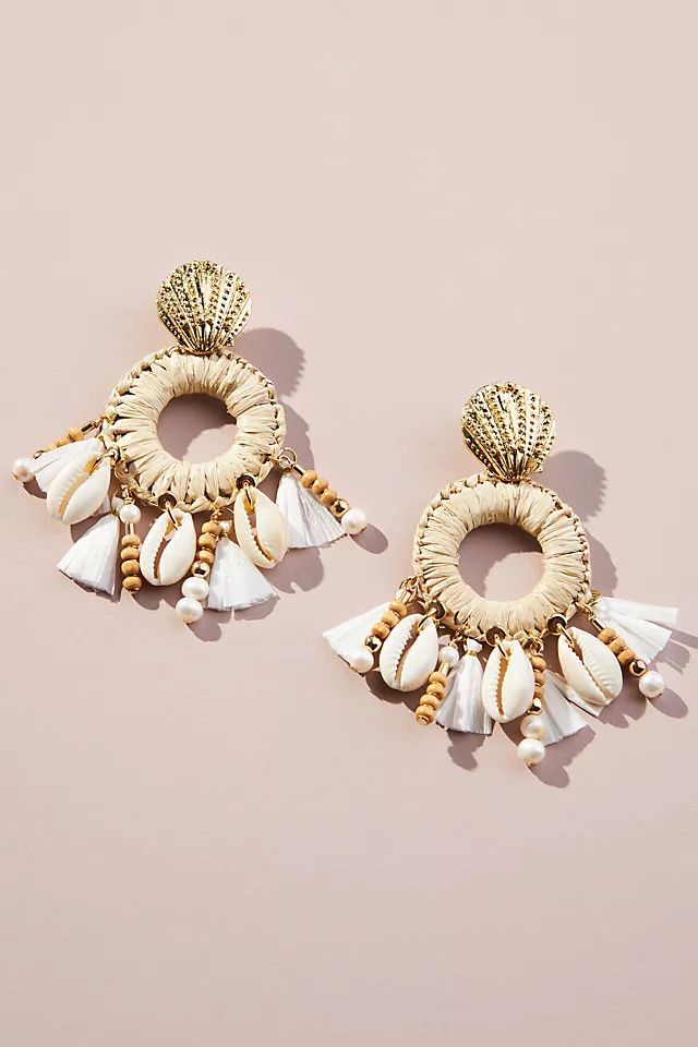 Puka Shell & Raffia Drop Earrings | Anthropologie (US)