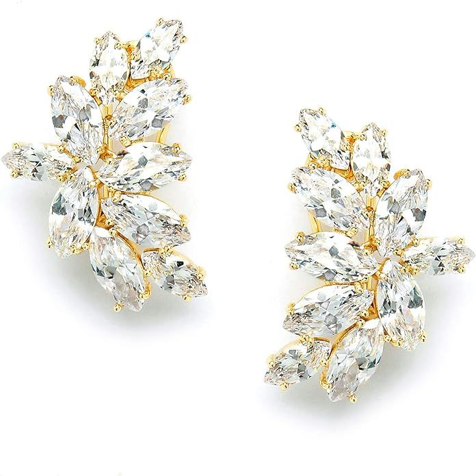 Mariell Gold CZ Bridal Earrings, CZ Wedding Earrings, Gold CZ Bridal Earrings, Gold Earrings for ... | Amazon (US)