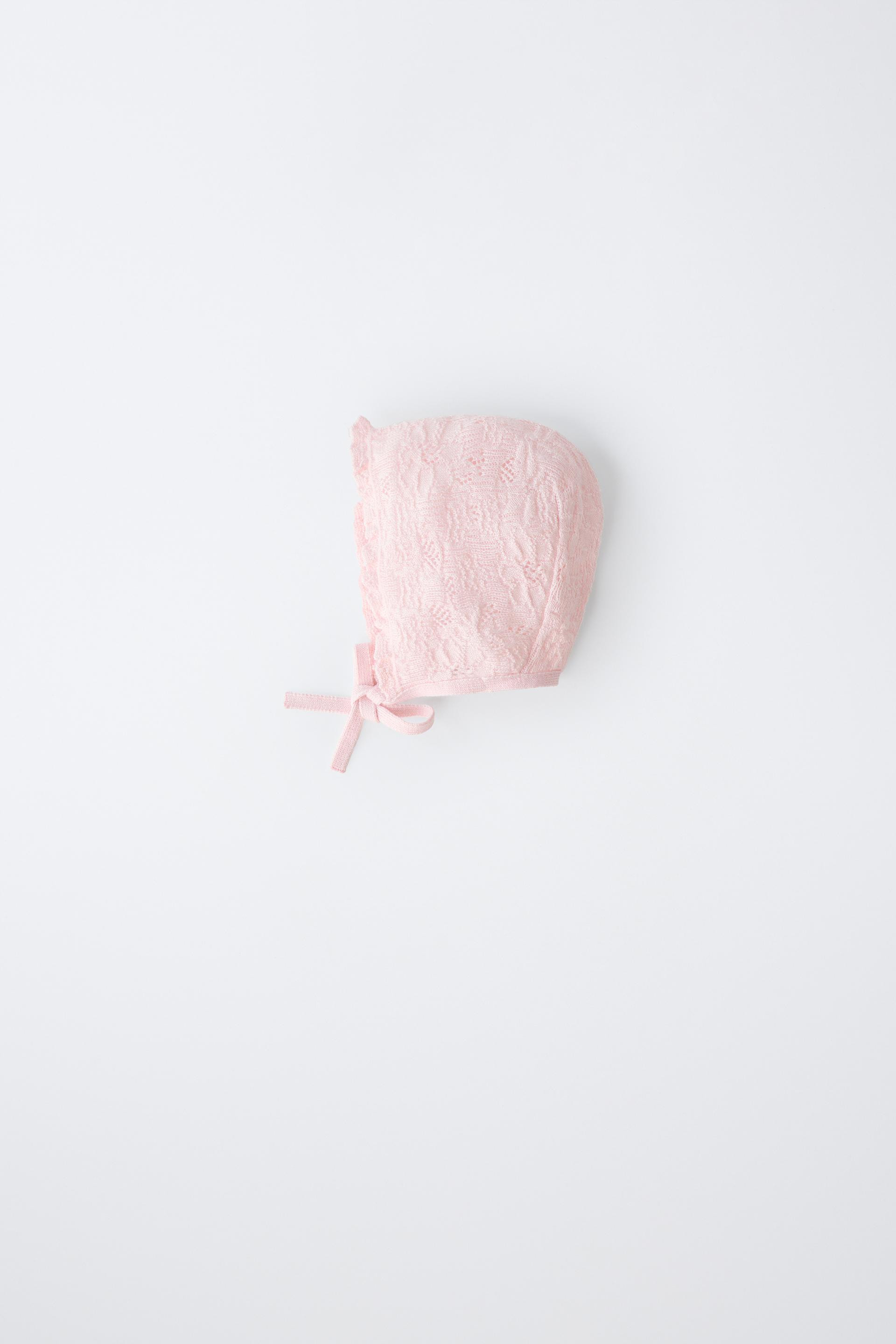 Zara - Cotton And Silk Knit Bonnet - Pastel Pink - 0-3 Months - Kids | Zara US
