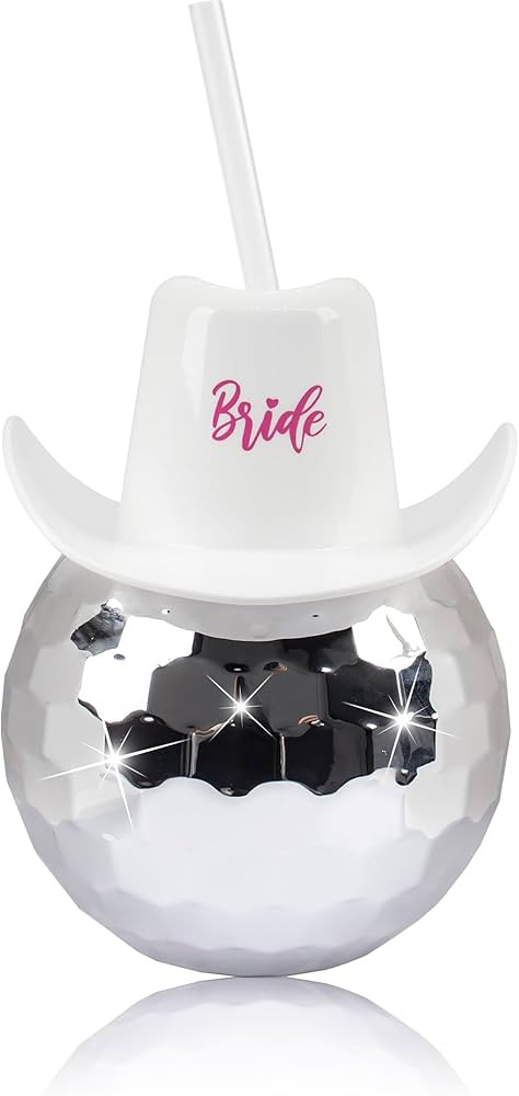 Disco Ball Cup - Bride Cup with Straws, 20 Oz Silver Disco Ball Tumbler for Cowgirl Last Bachelor... | Amazon (US)