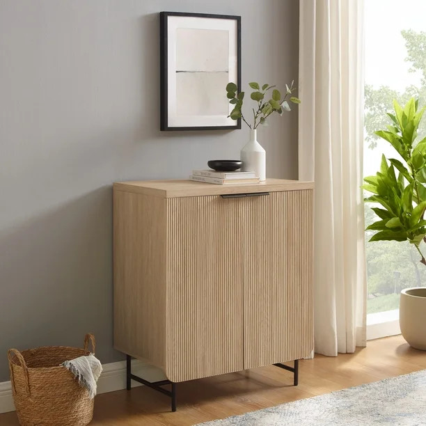 Manor Park 32" Scandinavian 2 Door Accent Cabinet - Coastal Oak/ Black | Walmart (US)