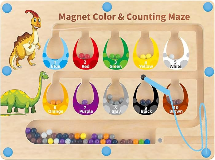HONGID Dinosaur Toys,Magnetic Color and Number Maze, Montessori Toys for 2 3 4 5 Year Old,Learnin... | Amazon (US)