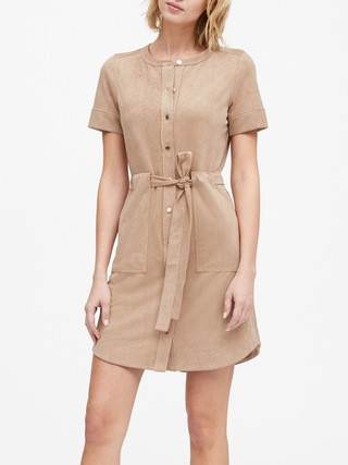 Vegan Suede Shirt Dress | Banana Republic (US)