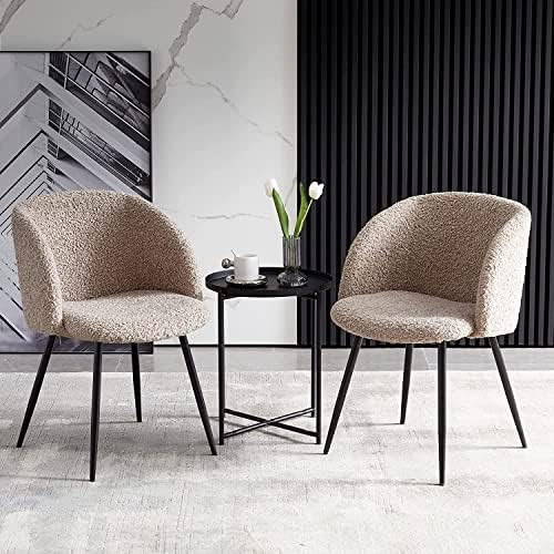 Mikibama Dining Chairs Set of 2, Faux Fur Accent Chair Teddy Vanity Chair Furry Makeup Desk Chair... | Amazon (US)