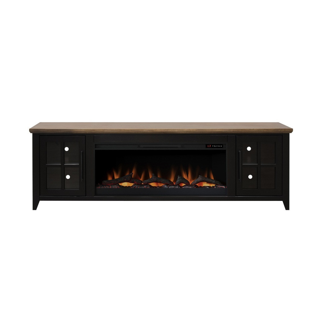 Providence 83 Inch Fireplace TV Stand In Black and Barnwood | 1stopbedrooms