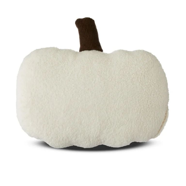 Harvest Beige Pumpkin Sherpa Decorative Pillow, 10.75 in, by Way To Celebrate | Walmart (US)