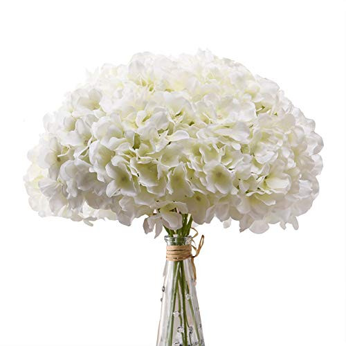 AVIVIHO White Hydrangea Silk Flowers Heads Pack of 10 Ivory White Full Hydrangea Flowers Artificial  | Amazon (US)