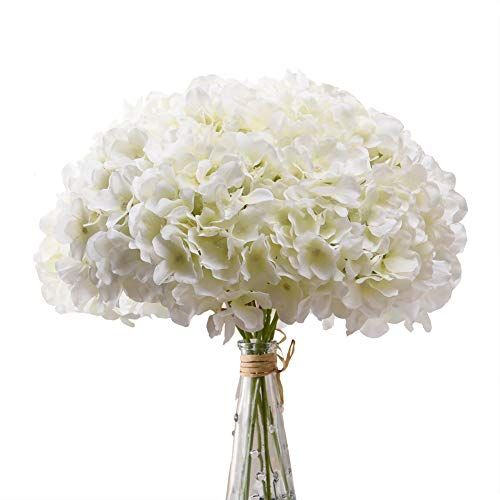 AVIVIHO White Hydrangea Silk Flowers Heads Pack of 10 Ivory White Full Hydrangea Flowers Artificial  | Amazon (US)