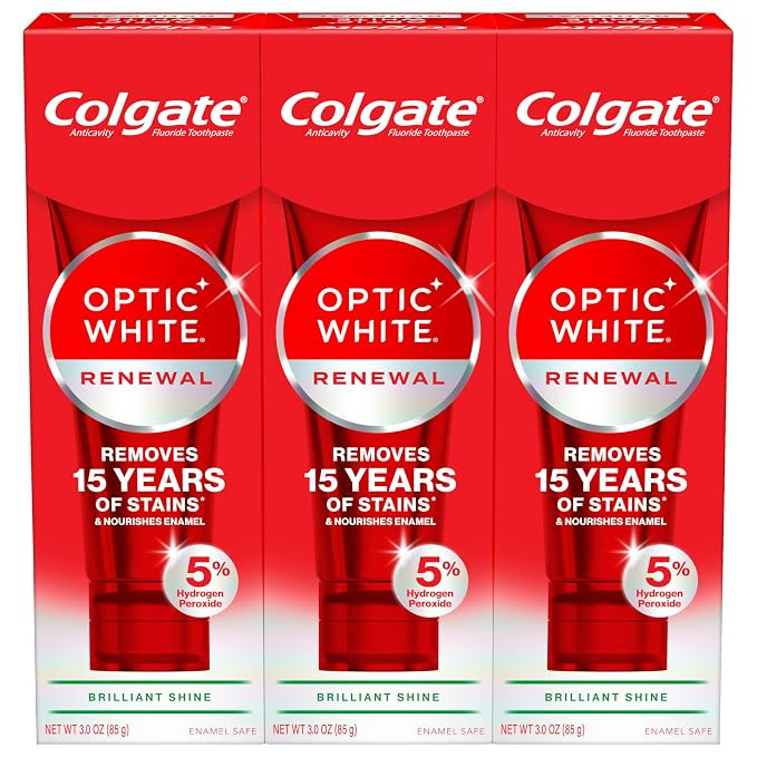 Colgate Optic White Renewal Teeth Whitening Toothpaste, Whitening Fluoride Toothpaste, Effectivel... | Amazon (US)