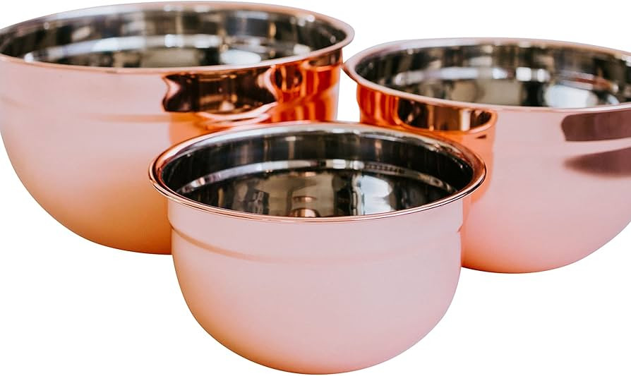 Aubree Says Rose Gold Mixing Bowls - Stackable Stainless Steel Nesting Bowls + Dishwasher Safe fo... | Amazon (US)