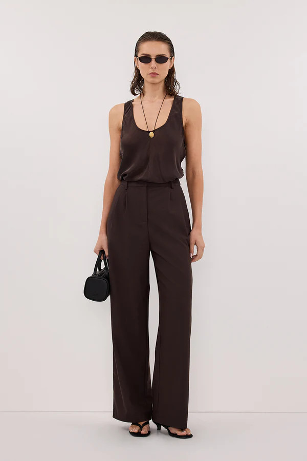 COLETTE BITTER CHOC SILK CAMI TOP | DISSH