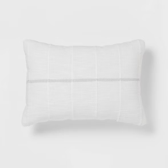 Oblong Textured Stripe Decorative Throw Pillow White/Light Gray - Threshold™ | Target