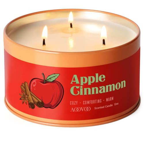 AOOVOO Apple Cinnamon Candle - 12oz Fall Candles for Home Scented Decor | Amazon (US)