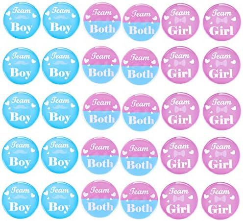 Yaomiao 30 Pieces Gender Reveal Button Team Boy Girl Button Pins Baby Shower Pinback Button Pins ... | Amazon (US)