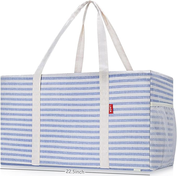 LHZK Stand Up Extra Large Utility Tote Bag with Metal Wire Frame and the Sides Rinforced, Large C... | Amazon (US)