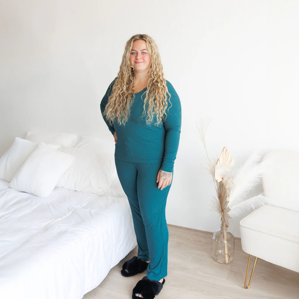 WOMEN'S PAJAMA SET- Peacock Ribbed | millie + roo