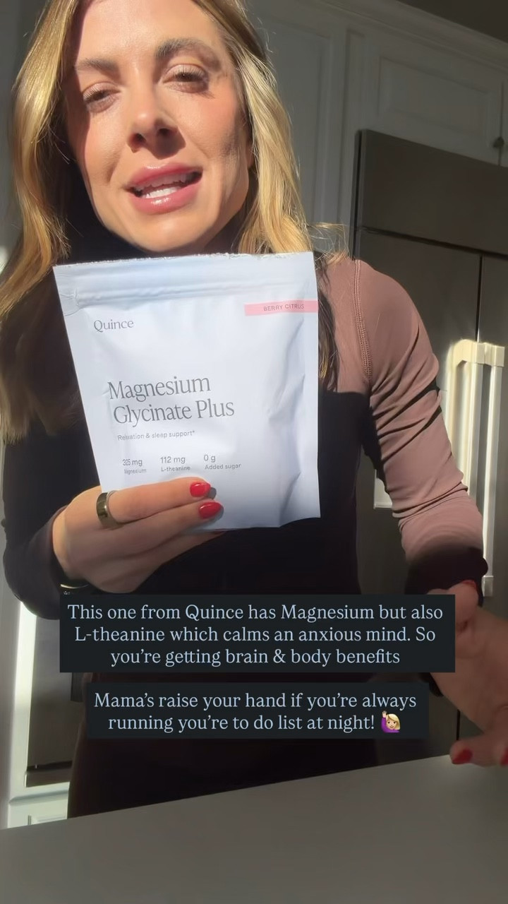 Two Quince favorites I've been loving lately 👇
☑️ Magnesium Glycinate Plus — I've been having cramping after my longer runs, and magnesium is great for relaxation, cramping, and tightness. This one also has L-theanine which helps calm an anxious mind — so you're getting brain AND body benefits. Mamas, raise your hand if you're always running your to-do list at night 🙋🏼‍♀️
☑️ This activewear set — Honestly amazinggg. The quality is so good and I'm definitely ordering more. Wearing S 25" in bottoms, M in top.
Quince makes it easy to get high-quality staples without the crazy price tag ✨

#QuincePartner @onequince


#LTKfitnessgoals #LTKdayinmylife #LTKmorningroutine