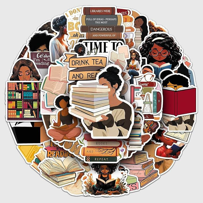 50PCS Black Girl Book Stickers for Kindle Pink Bookish Sticker Book Aesthetic Stickers for Adults... | Amazon (US)