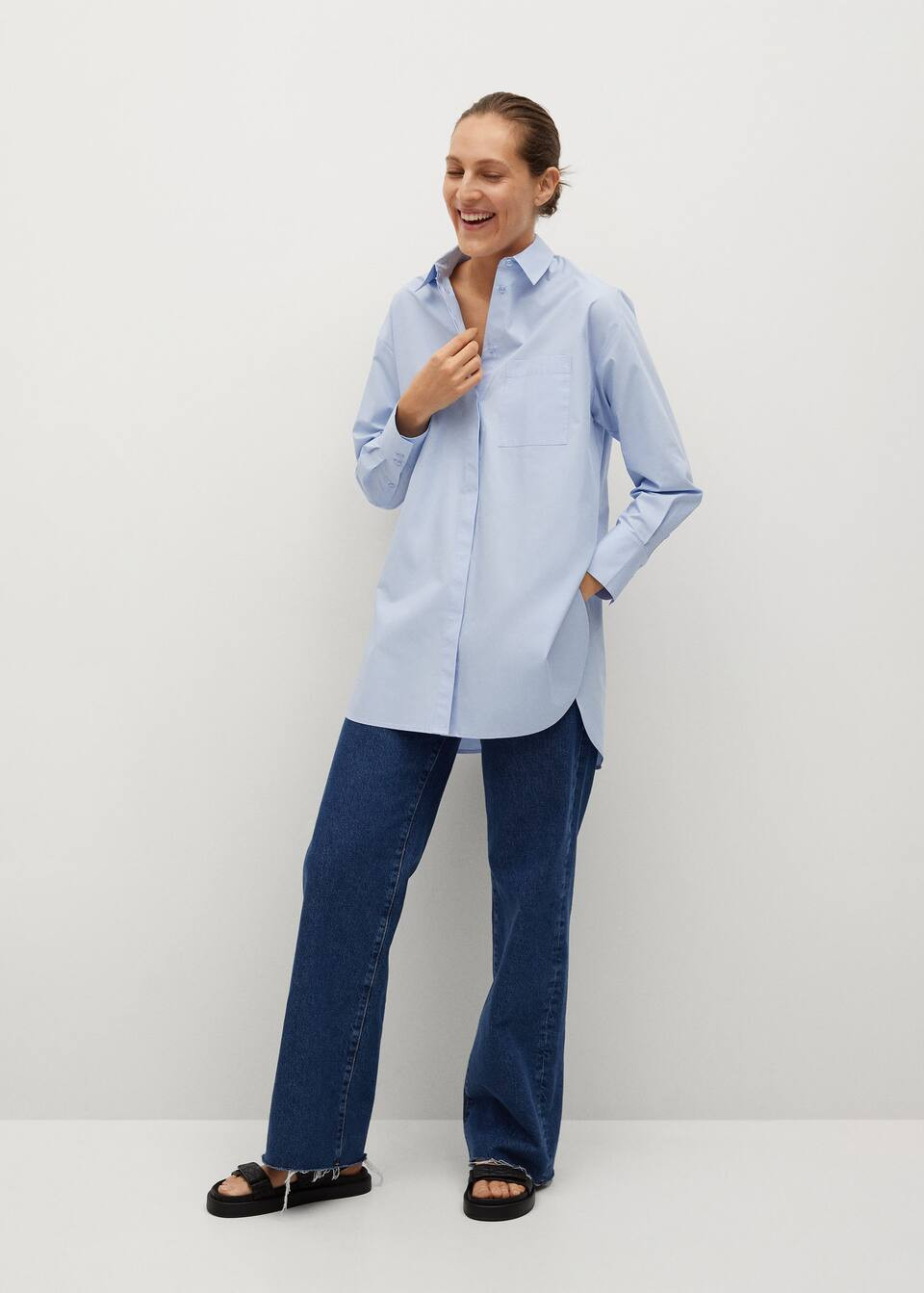 Oversize cotton shirt | MANGO (UK)