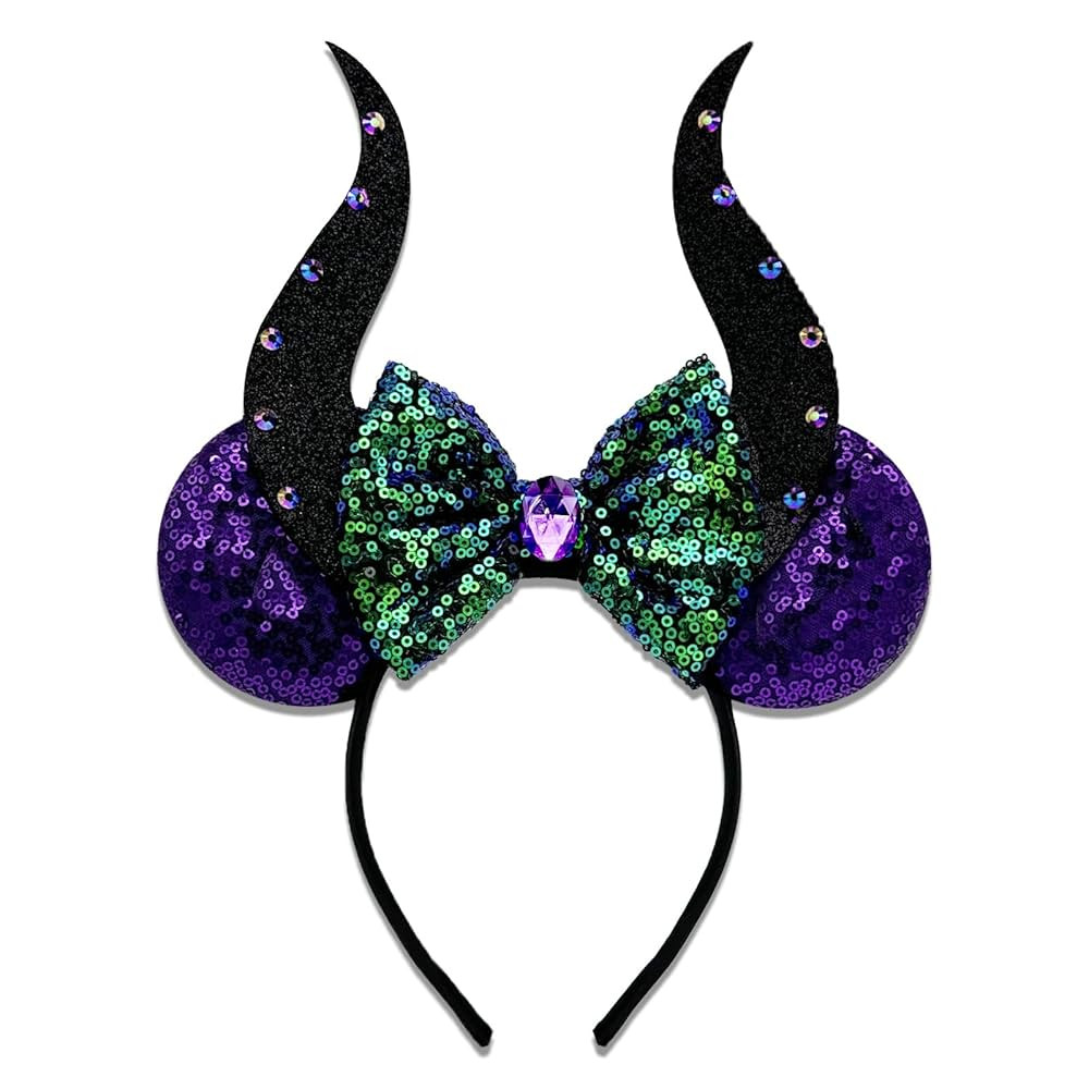 Halloween Ursula Ears Devil Horns headband, Eye-Catching Ursula Crown Devil Horns Purple Sparkle ... | Amazon (US)