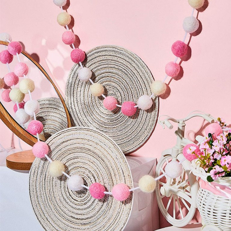 2 Pieces Valentine's Day Felt Ball Garlands Valentines Day Red Pink White Garlands Valentines Ban... | Walmart (US)