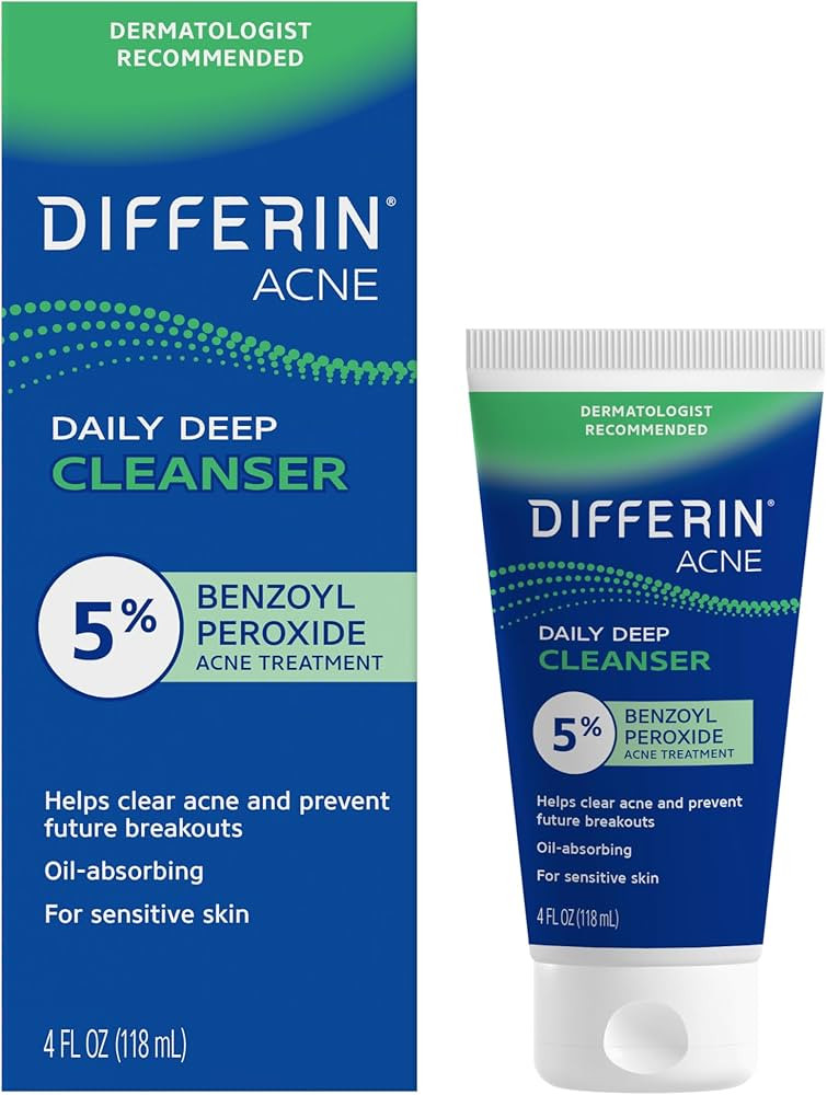 Differin Acne Face Wash with 5% Benzoyl Peroxide, Daily Deep Cleanser by the makers of Differin G... | Amazon (US)