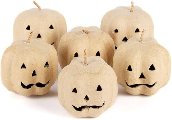 Factory Direct Craft Pack of 6 Paper Mache Jack O' Lantern Pumpkins - Small Papier Mache Carved F... | Amazon (US)