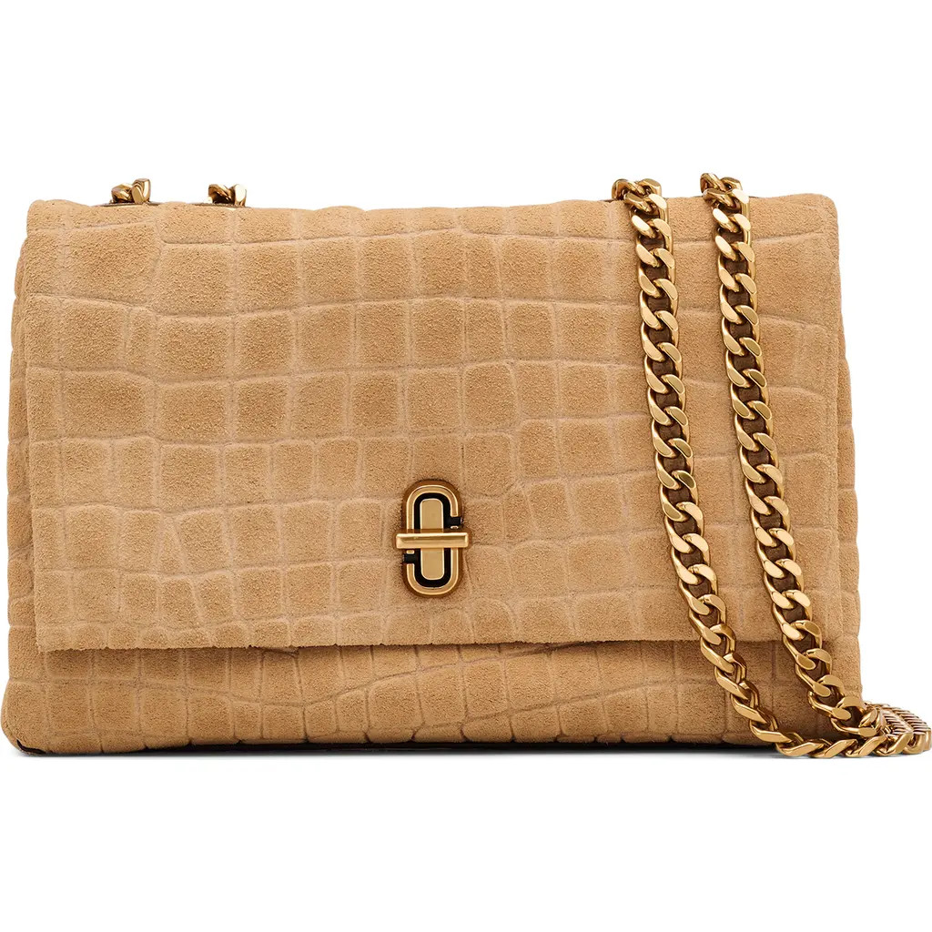 Marc Jacobs The Suede Croc Embossed Dual Convertible Shoulder Bag in Sahara at Nordstrom | Nordstrom