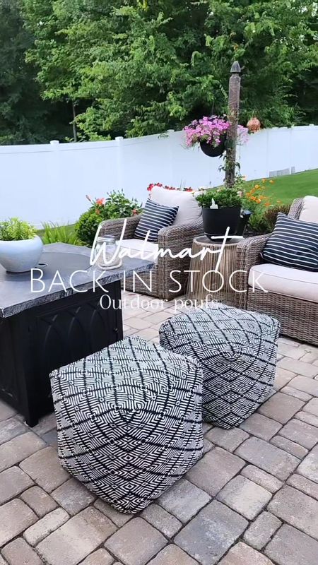 Outdoor POUFS✨️ BACK in stock!I ordered these last summer and  noticed they're back! They've been outside since last summer and have stood up to the sun, freezing cold, and rain. I love the BHG line from Walmart!#outdoorfurniture #outdoorliving #patiofurniture

#LTKSeasonal #LTKVideo #LTKhome