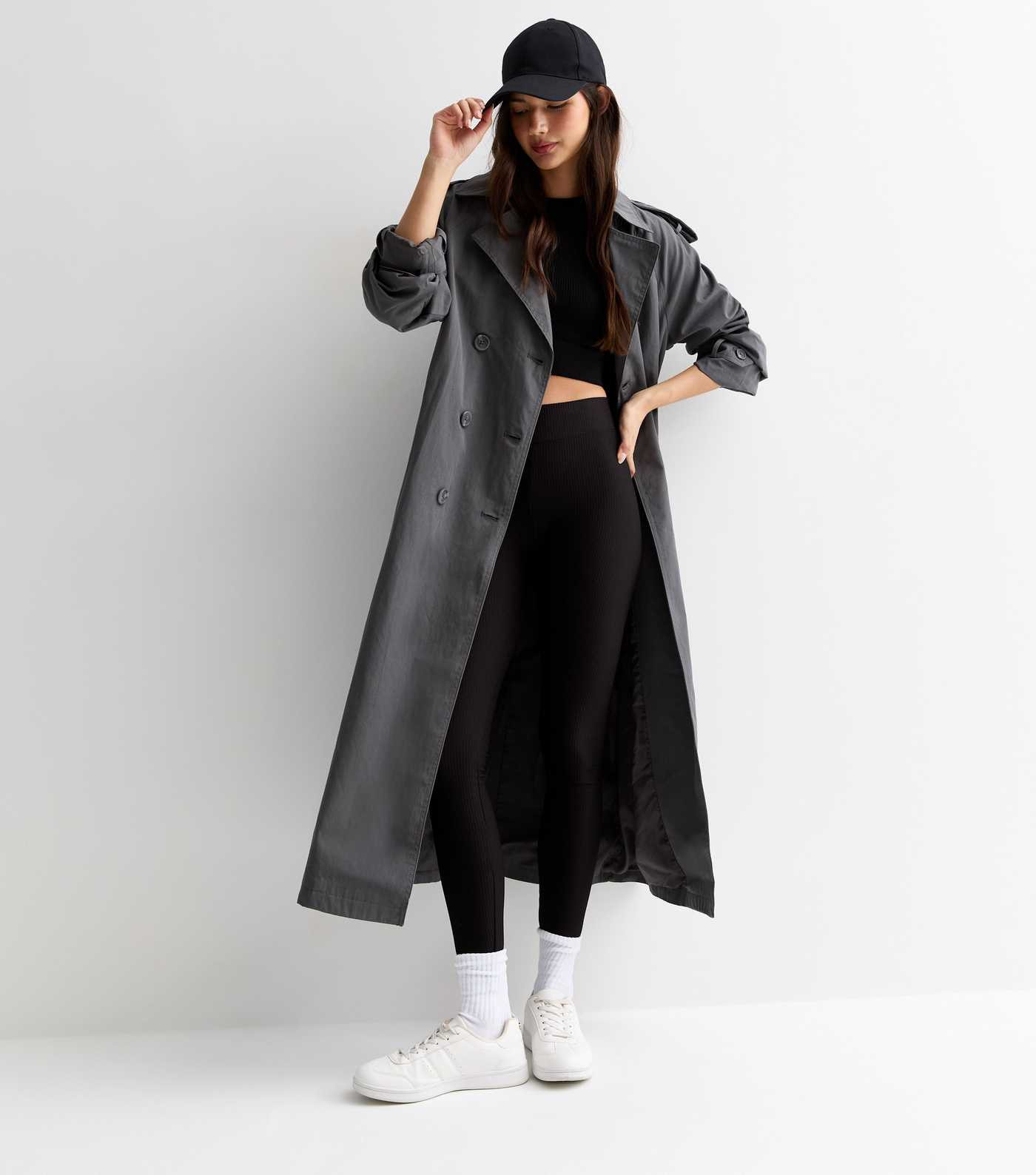 Dark Grey Belted Longline Trench Coat
						
						Add to Saved Items
						Remove from Saved Ite... | New Look (UK)