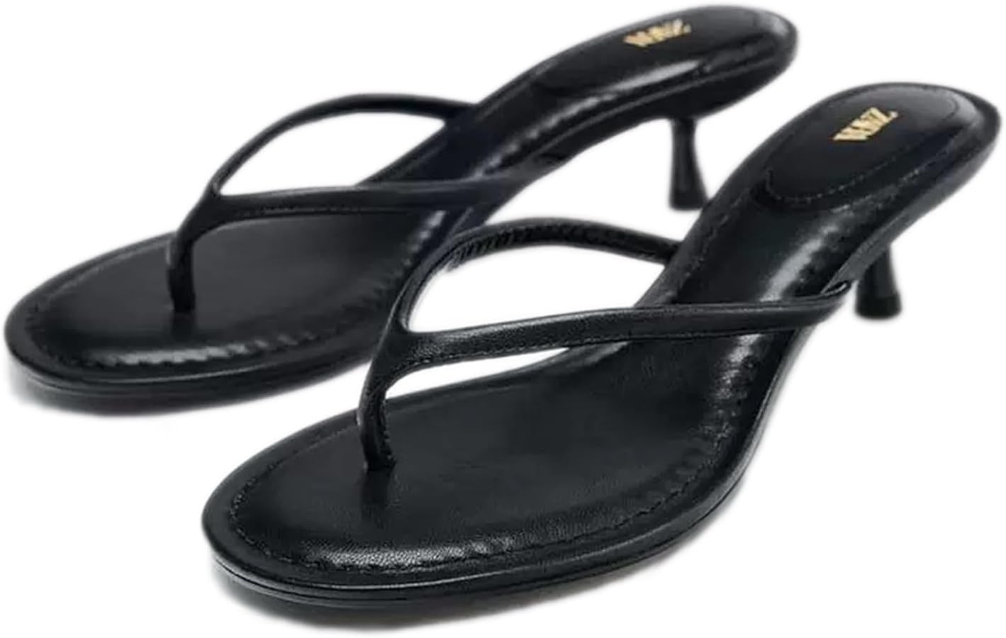 Women Suede Open Round Toe Low Kitten Heel Flip Flops Lightweight Cushioned Insole Comfortable No... | Amazon (US)
