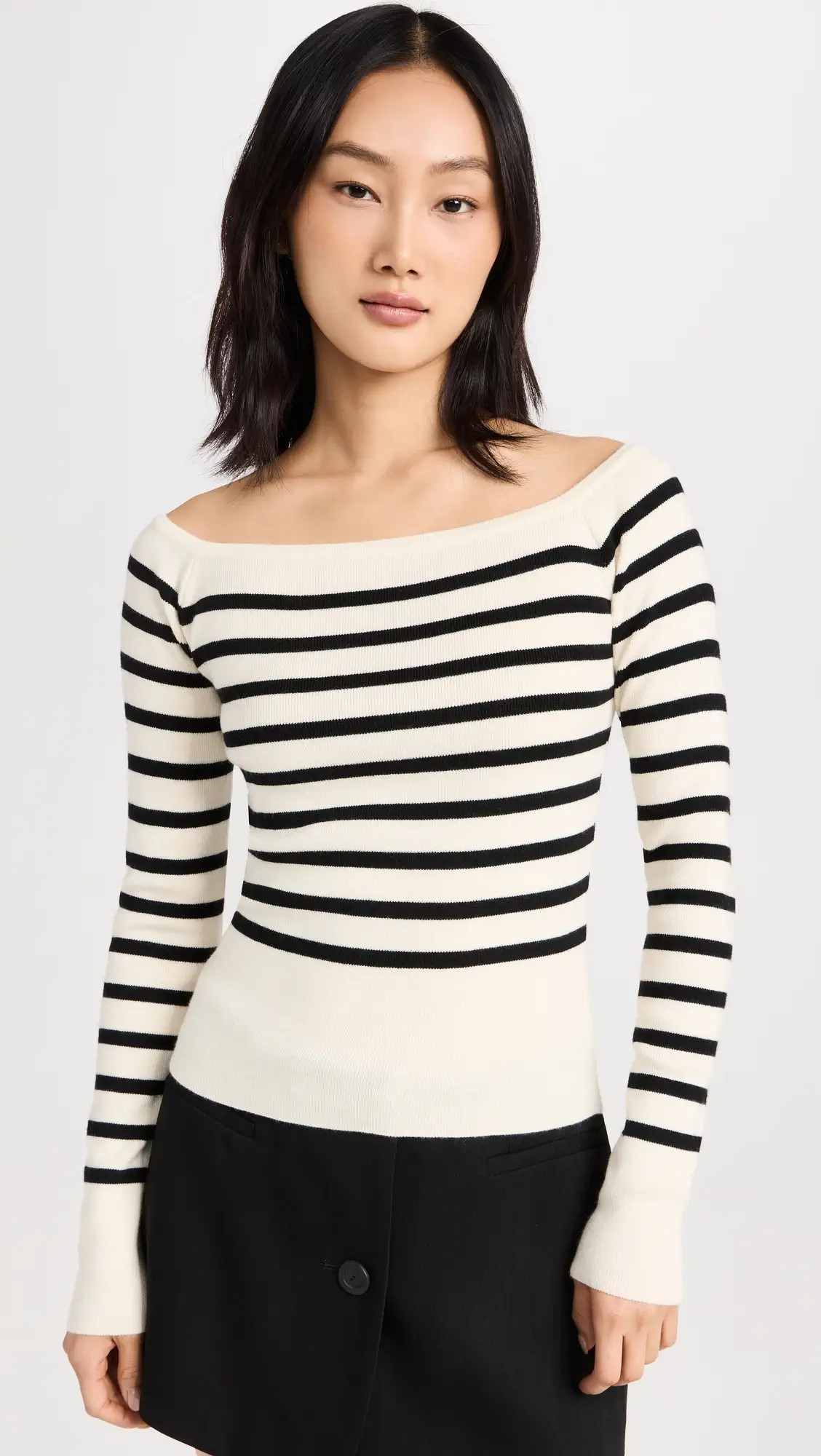 Pixie Market Marcel Stripe Off The Shoulder Knit Top | Shopbop | Shopbop