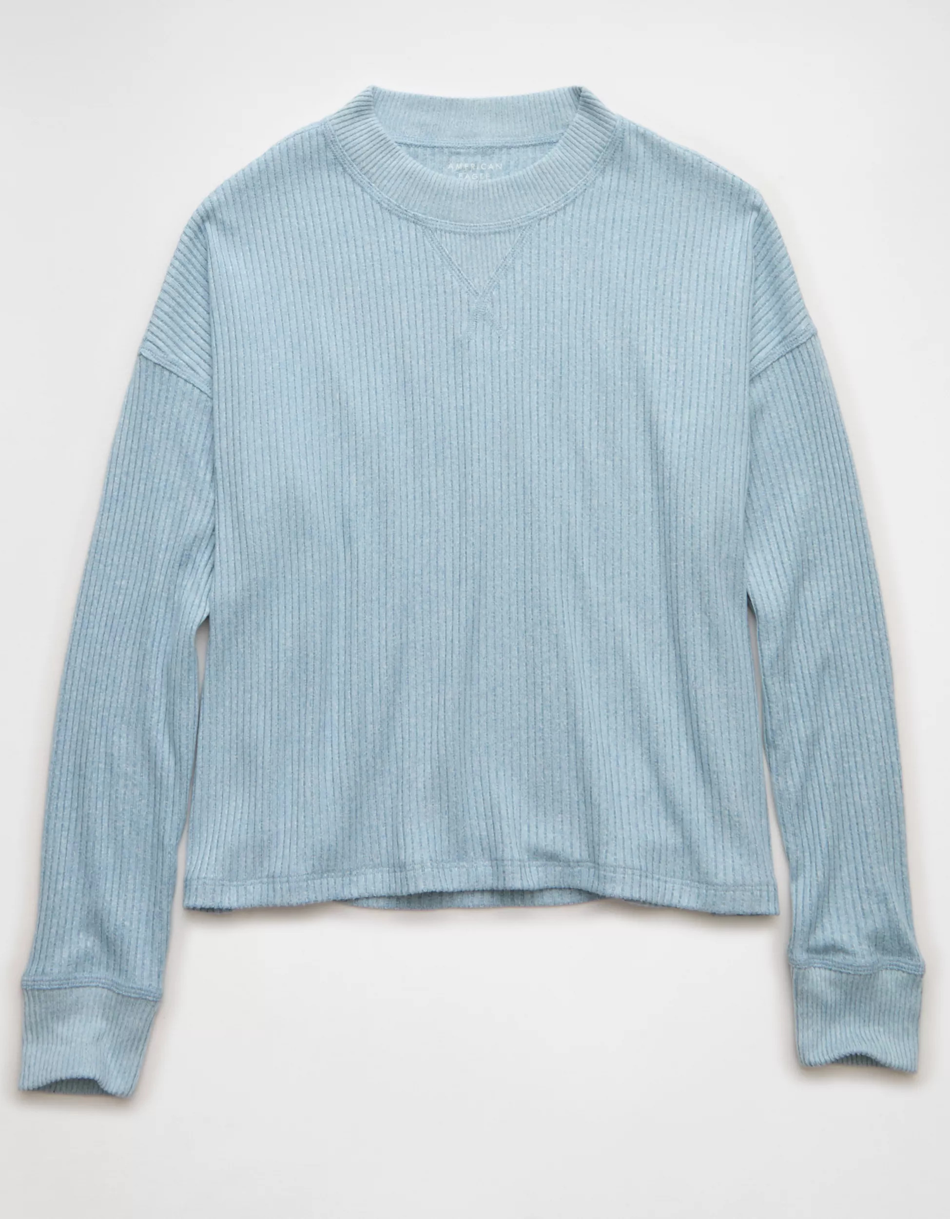 AE Long-Sleeve Waffle Plush Crew Neck Tee | American Eagle Outfitters (US & CA)