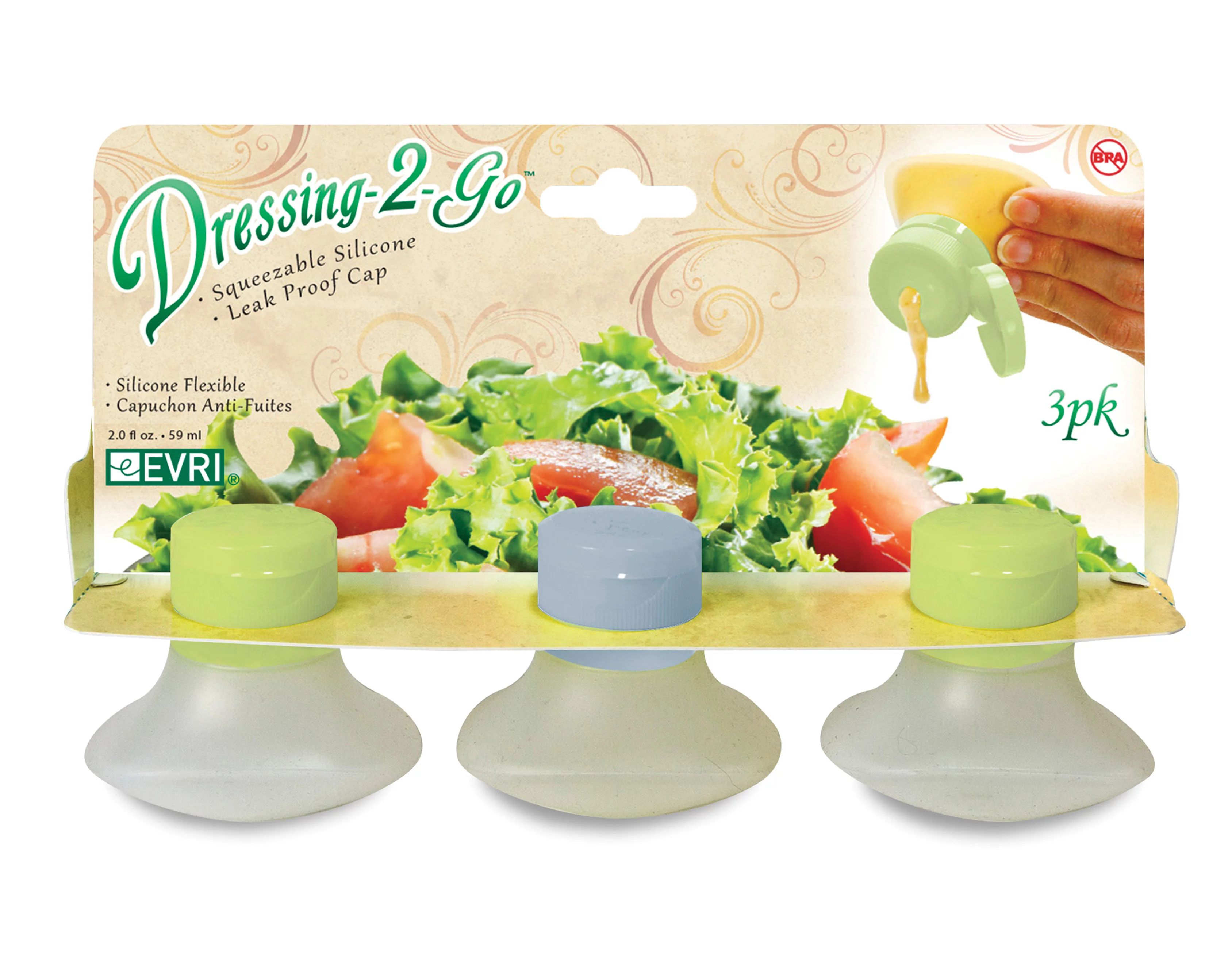 Dressing-2-Go 3-PACK Portable Squeezable Leak Proof 2oz Salad Dressing Containers - Walmart.com | Walmart (US)