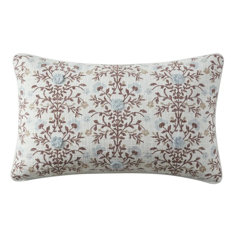 My Texas House 14" x 24" Fara Dusty Mauve Floral Cotton Decorative Pillow Cover | Walmart (US)