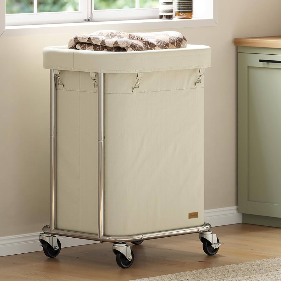 Nunsino Laundry Basket with Wheels 150L/40Gal, Rolling Laundry Hamper with Steel Fram and Removab... | Amazon (US)
