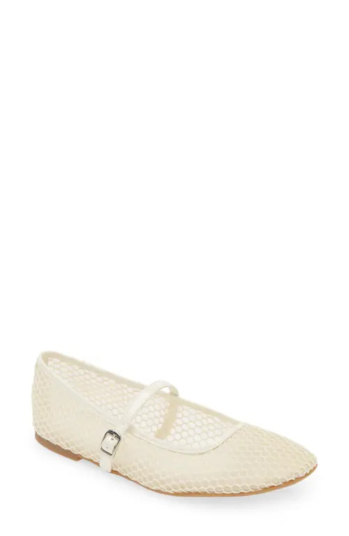 Open Edit Desi Mary Jane Mesh Flat in Ivory Egret at Nordstrom, Size 7.5 | Nordstrom