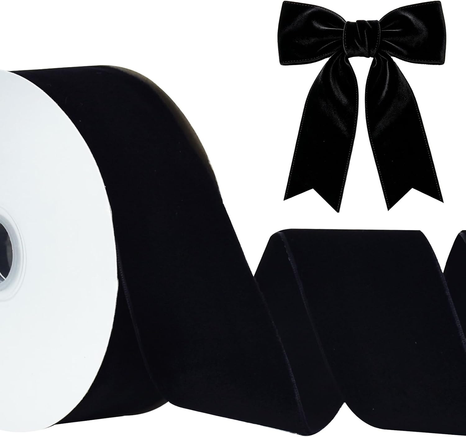 TONIFUL Black Velvet Ribbon 2 Inch x 10yds, Vintage Velvet Ribbons, for Christmas Wreath Decoration Handmade Craft Ornaments Gift Wrapping & Bow Making, Valentine's Day Wedding Bouquet Packaging | Amazon (US)