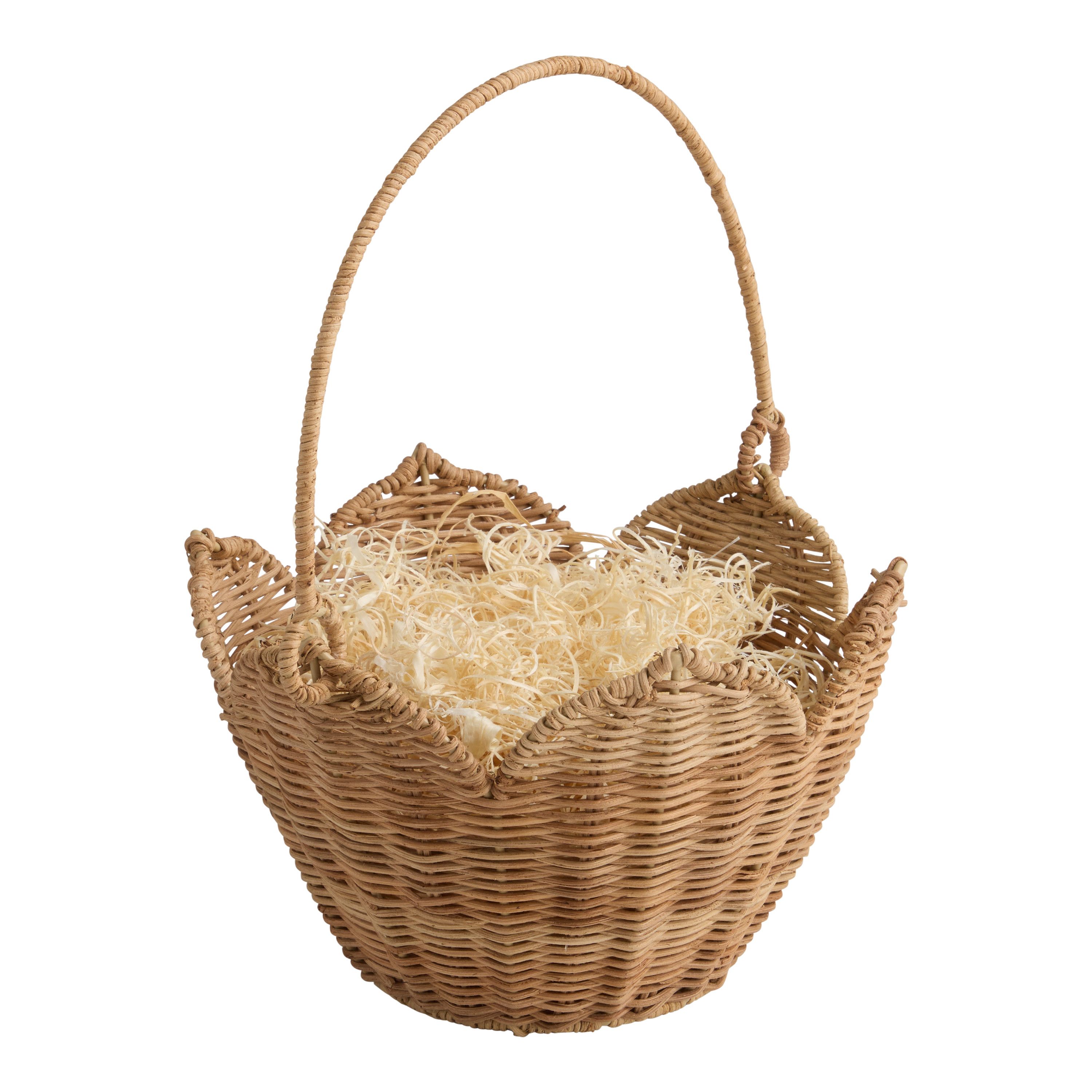 Natural Rattan Tulip Basket with Handle | World Market