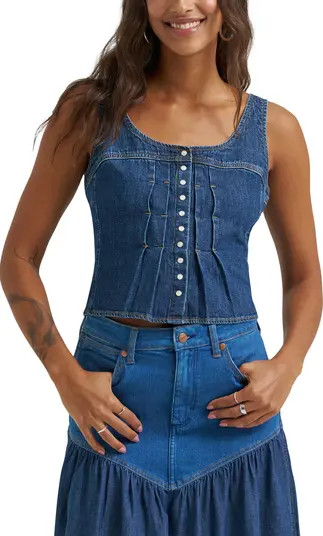 Pleated Denim Corset Tank | Nordstrom