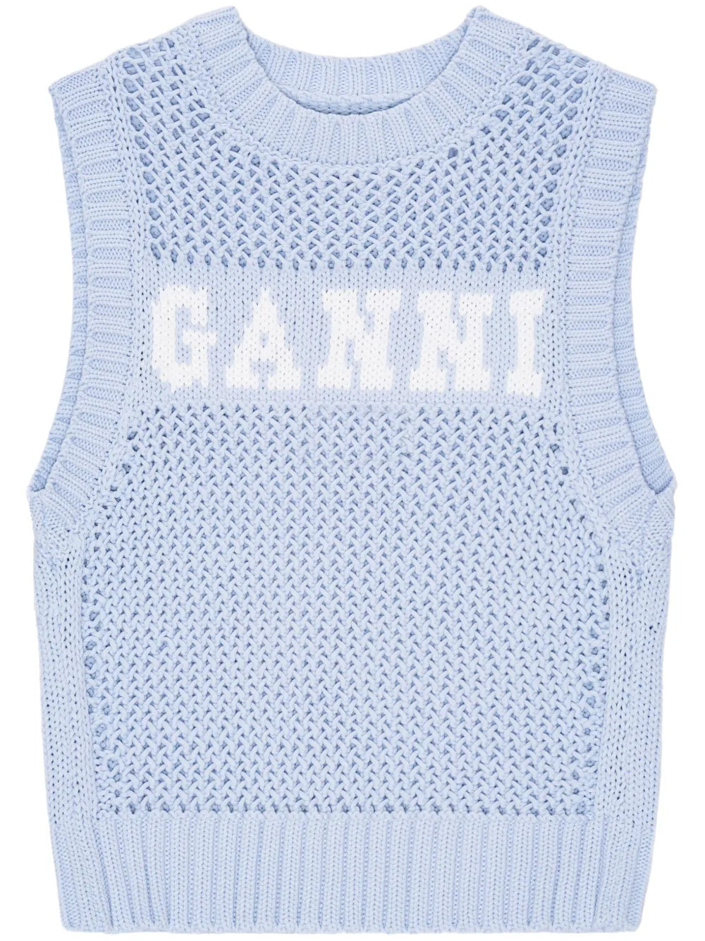 GANNI intarsia-knit logo-organic-cotton Vest - Farfetch | Farfetch Global