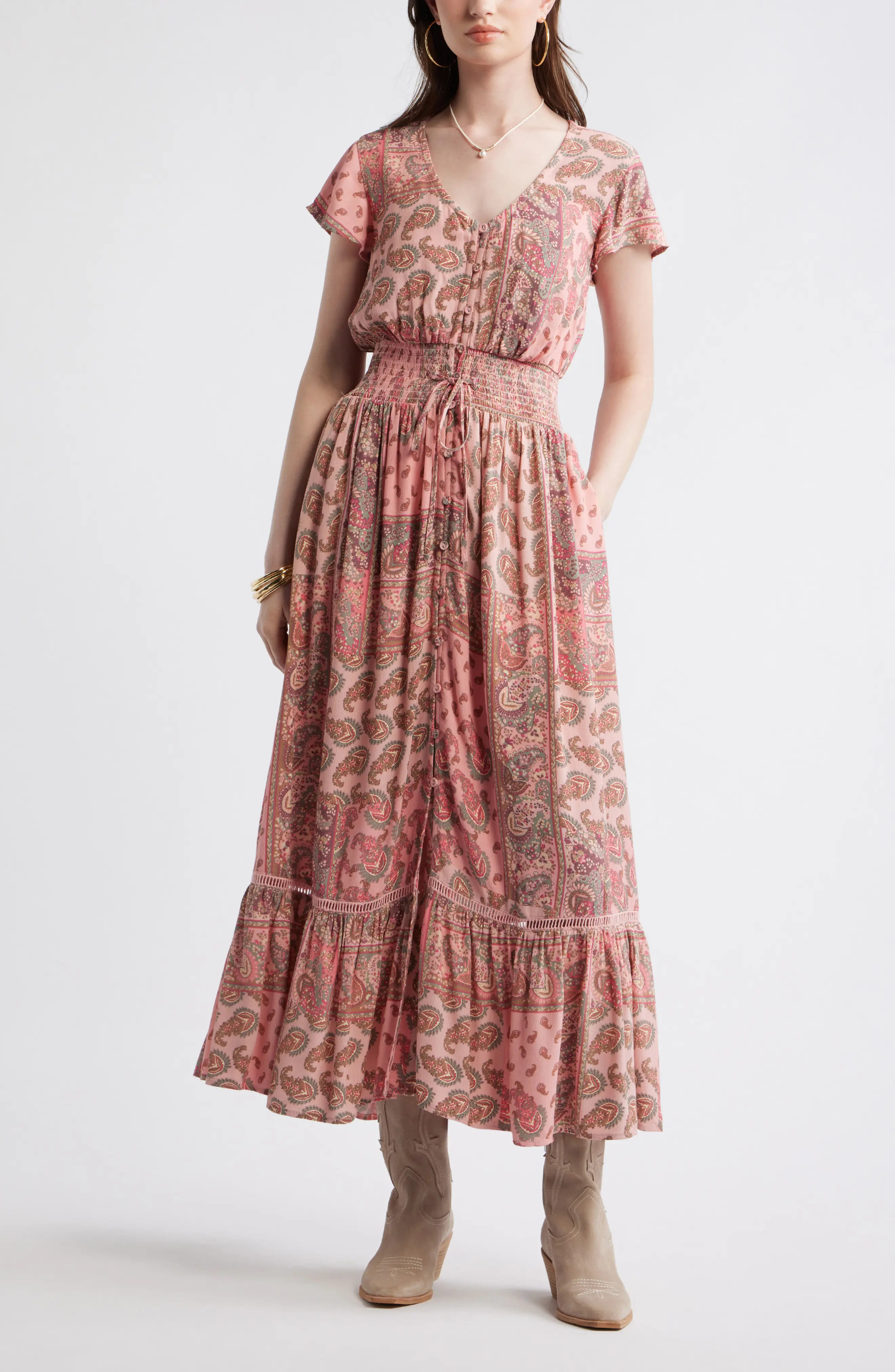 Print Smocked Waist Ruffle Hem Maxi Dress (Women) | Nordstrom | Nordstrom