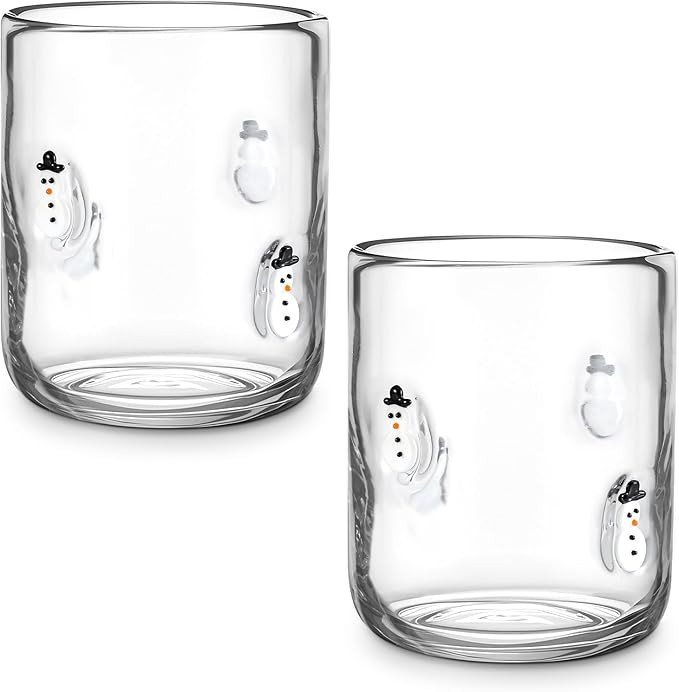 Skylety 2 Pcs Christmas Icon Juice Glass - 14 oz Snowman Stemless Drinking Glass Cup for Holiday ... | Amazon (US)