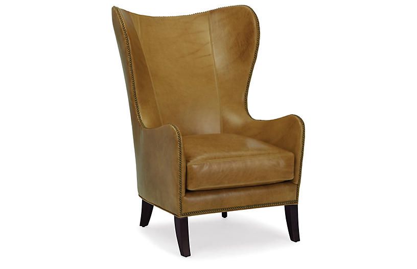 Prescott Wingback Chair, Scotch Leather | One Kings Lane