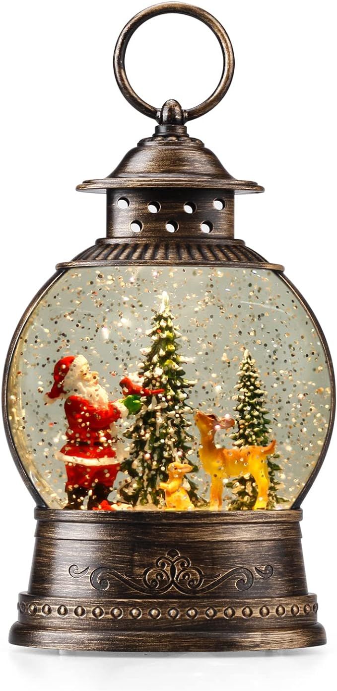 Snow Globe Lighted Christmas Decorations, Santa Claus Musical Christmas Snow Globe Lantern with S... | Amazon (US)