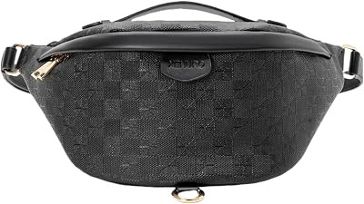 Xehuro Women's Checkered Multi Color Fanny Pack - Chest & Bum Bag Daypack (Black-2) | Amazon (US)