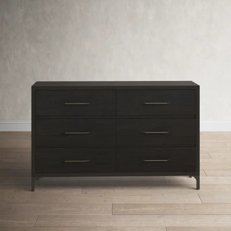 Monica Six-Drawer Metal Leg Dresser In Vintage Coffee | Wayfair North America