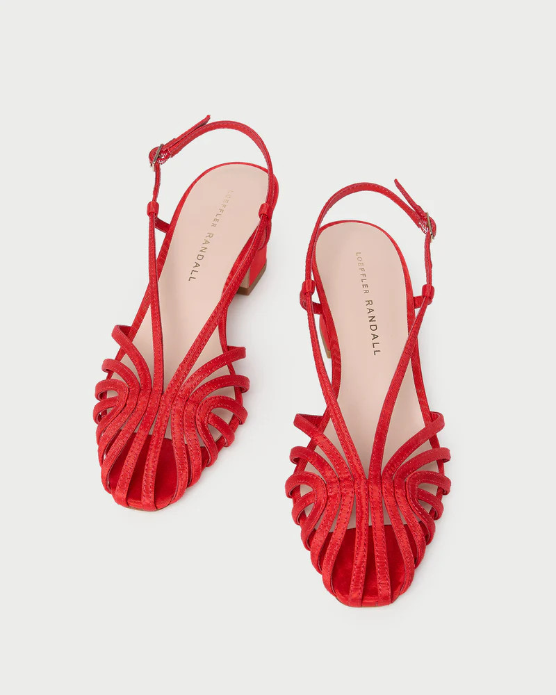 Priscilla Red Moiré Heeled Sandal | Loeffler Randall