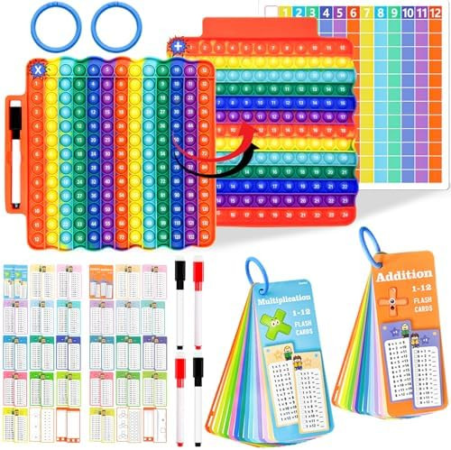 Addition Flash Cards+Multiplication Flash Cards + Fingertip Bubbles Toy, Interesting Math Combina... | Amazon (US)
