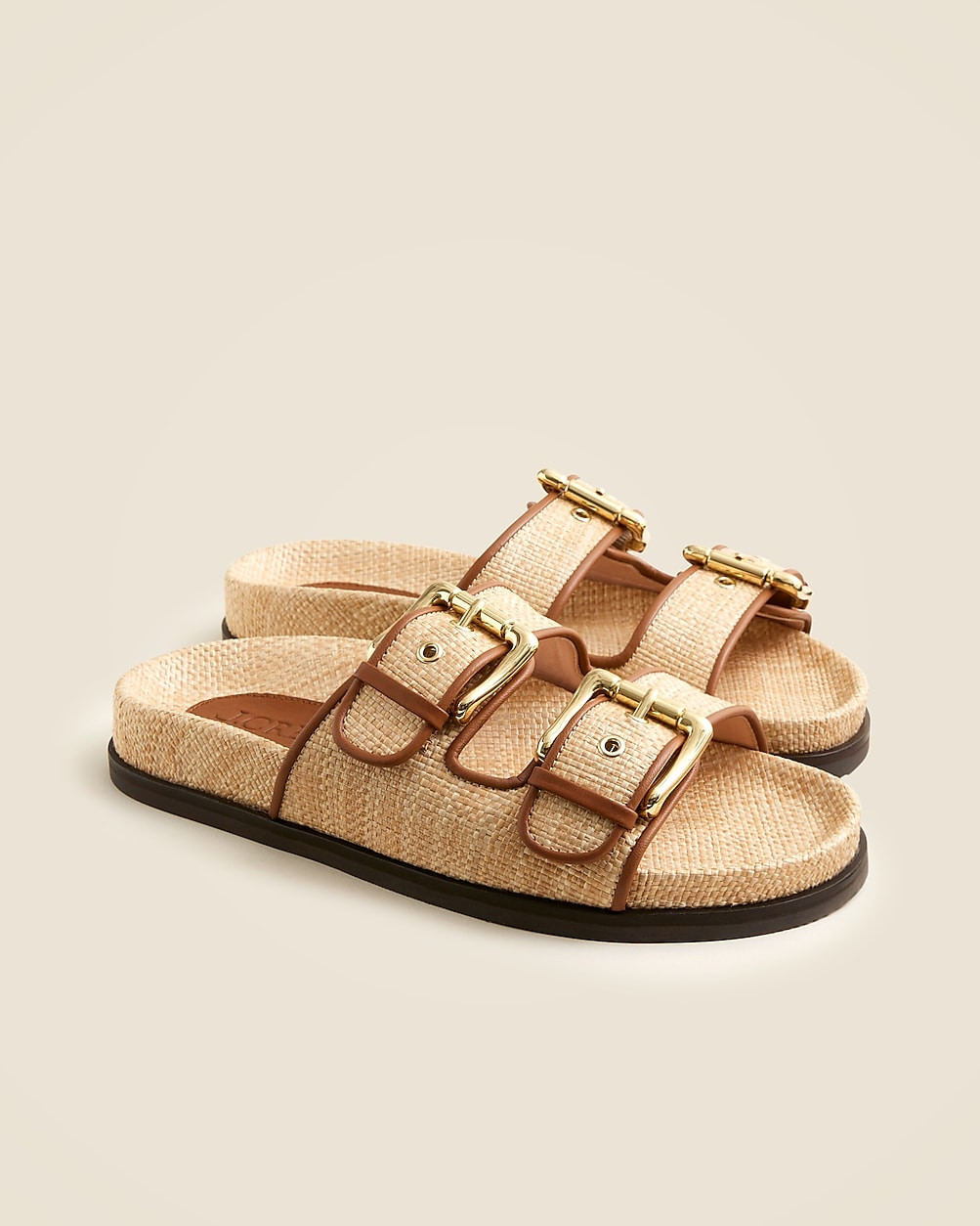 New Colbie wide-strap buckle sandals in faux raffia | J. Crew US
